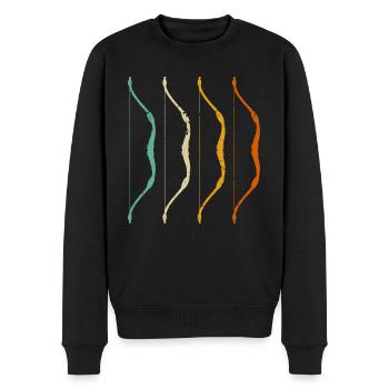 Vintage Bogensport Retro Bogenschießen - Männer Premium Bio Pullover - Schwarz - Vorne - Nico (187cm)