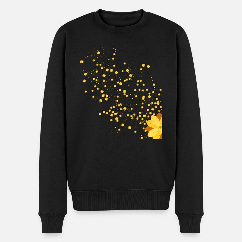 gelbe Blume - Männer Premium Bio Pullover - Schwarz