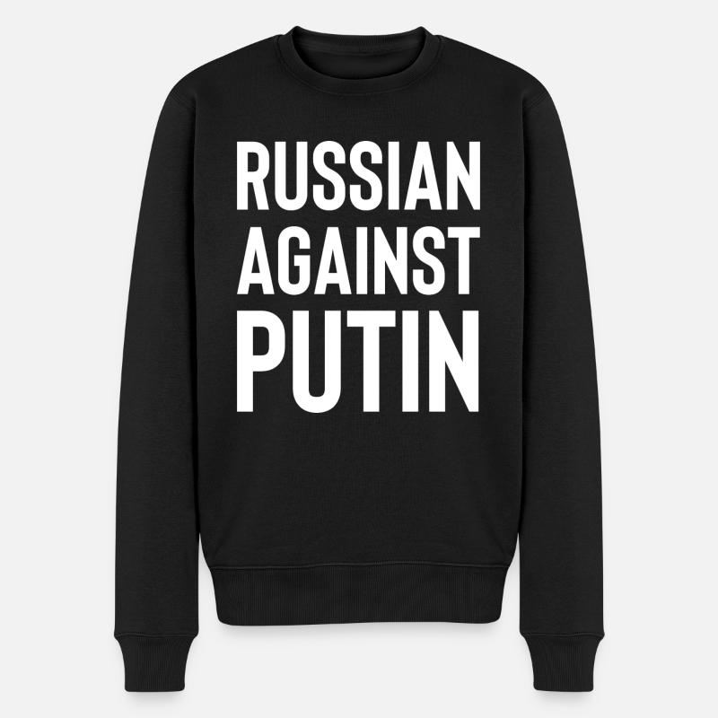 Russe contre Poutine blanc - Pull Premium bio Homme - noir