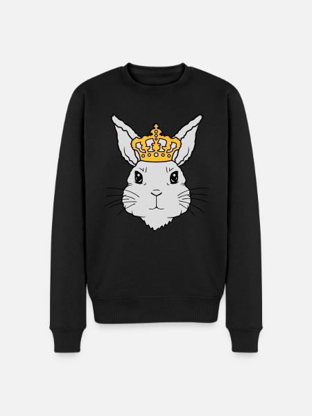 King Rabbit Crown Face - Men's Premium Organic Jumper - black