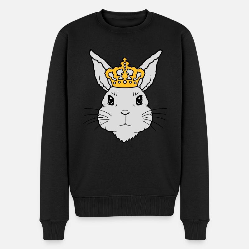 King Rabbit Crown Visage - Pull Premium bio Homme - noir