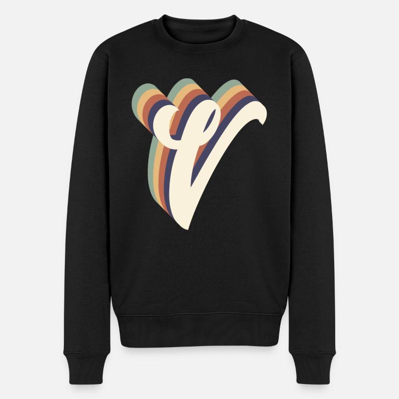Buchstabe V - Männer Premium Bio Pullover - Schwarz