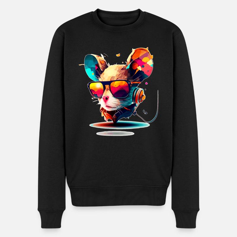 Basse et souris techno comme raver et rongeur de fête - Pull Premium bio Homme - noir