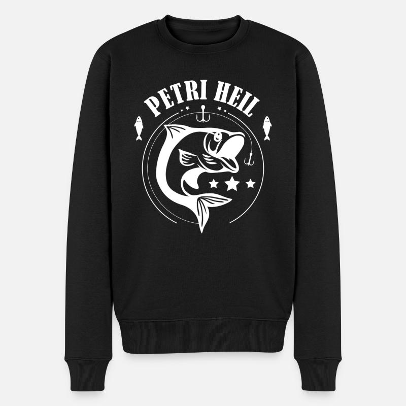 Petri Heil - Männer Premium Bio Pullover - Schwarz