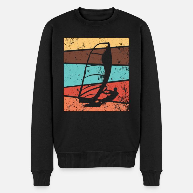 Windsurfing Windsurfer Surfen Retro - Männer Premium Bio Pullover - Schwarz