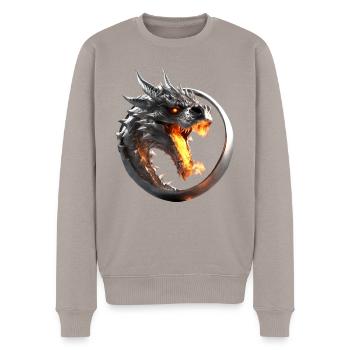 Fire Dragon in the Ring - Men's Premium Organic Jumper - taupe - Front - Nico (187cm)