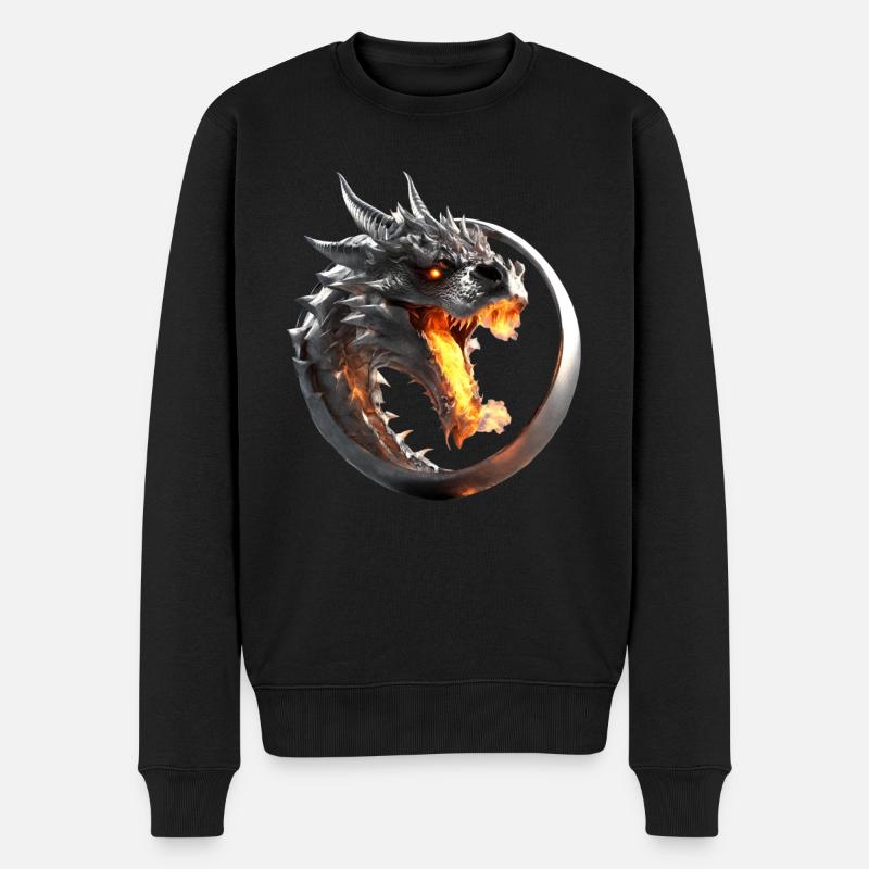 Feuerdrache im Ring - Männer Premium Bio Pullover - Schwarz