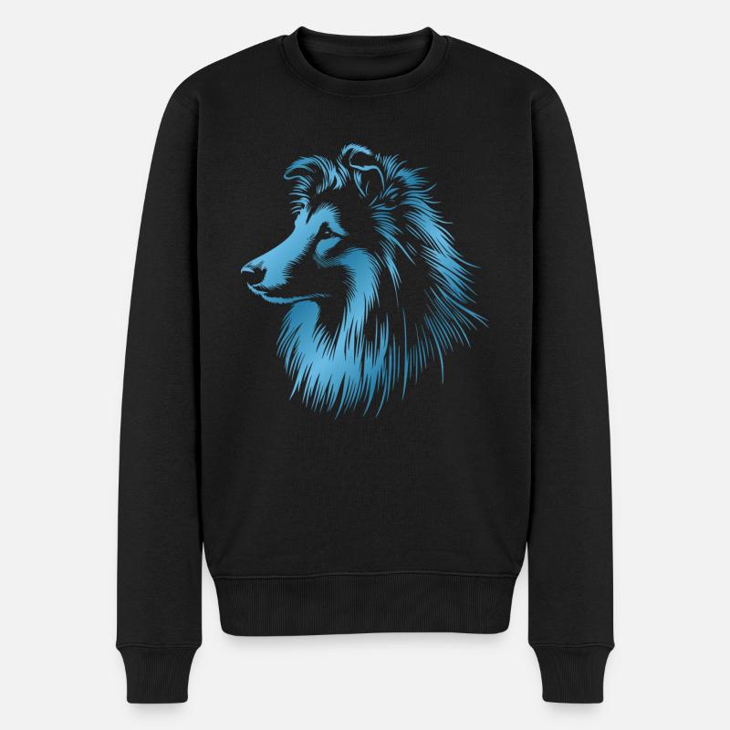 Sheltie | Shetland Sheepdog Hundekopf blau - Männer Premium Bio Pullover - Schwarz