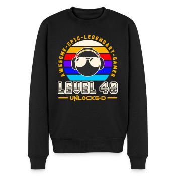 Level 48 - Men's Premium Organic Jumper - black - Front - Nico (187cm)