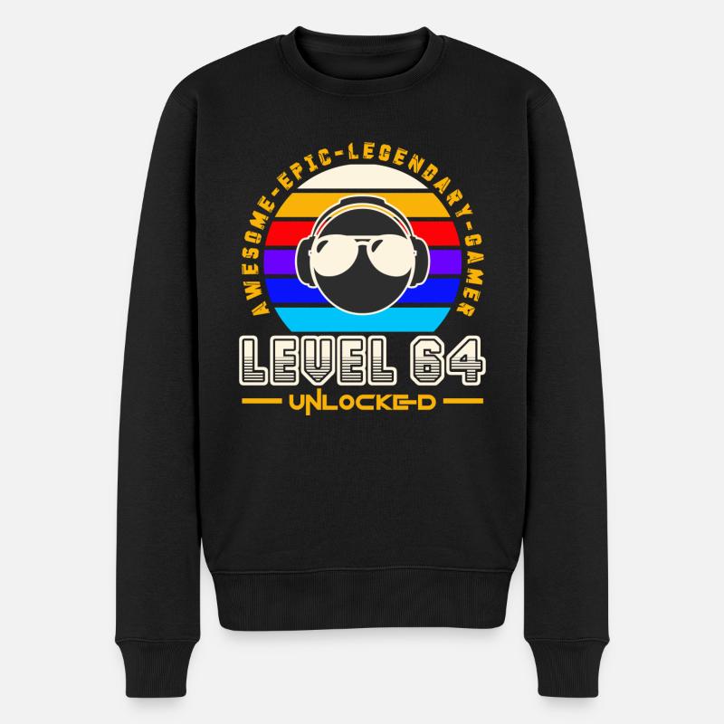 Stufe 64 - Männer Premium Bio Pullover - Schwarz