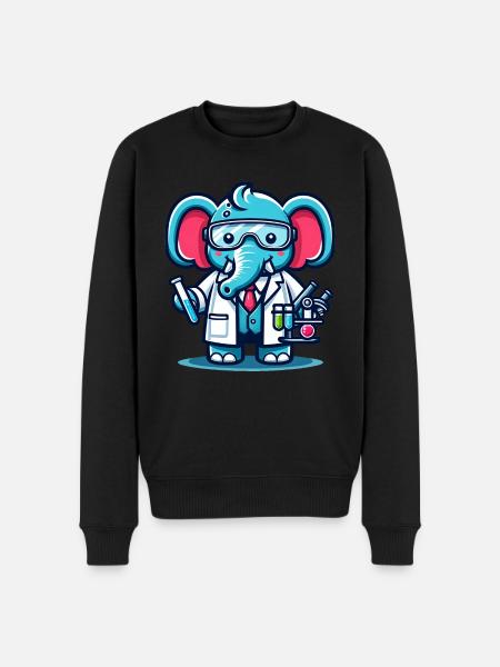 Cute Elephant Scientist - Men's Premium Organic Jumper - black