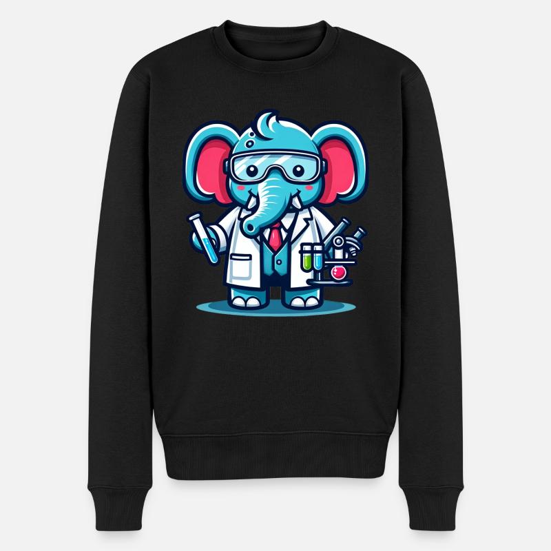 Scientifique éléphant mignon - Pull Premium bio Homme - noir