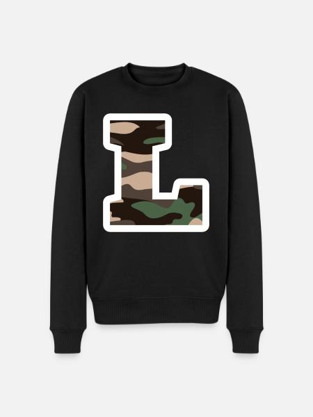 Buchstabe L Militärtarnung - Geschenkidee - Männer Premium Bio Pullover - Schwarz