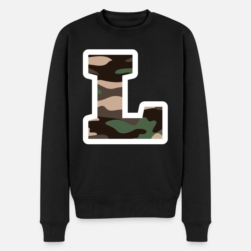 Buchstabe L Militärtarnung - Geschenkidee - Männer Premium Bio Pullover - Schwarz