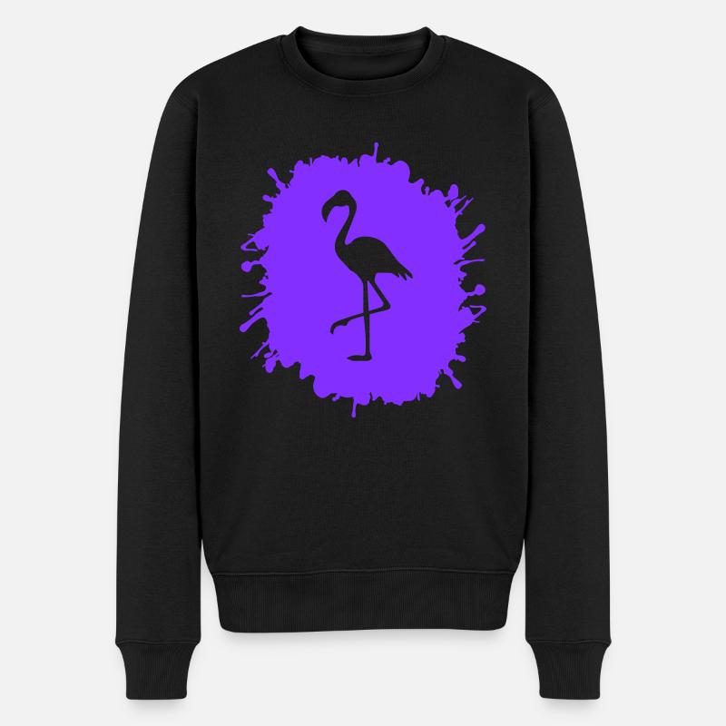 flamingo splatter - Männer Premium Bio Pullover - Schwarz