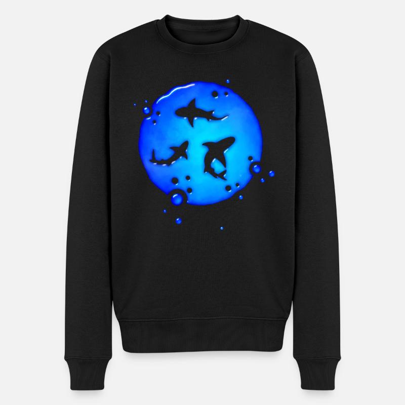 Haibecken Glas Aquarell - Männer Premium Bio Pullover - Schwarz