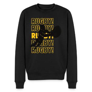 Rugby Rugby Rugby - Männer Premium Bio Pullover - Schwarz - Vorne - Nico (187cm)