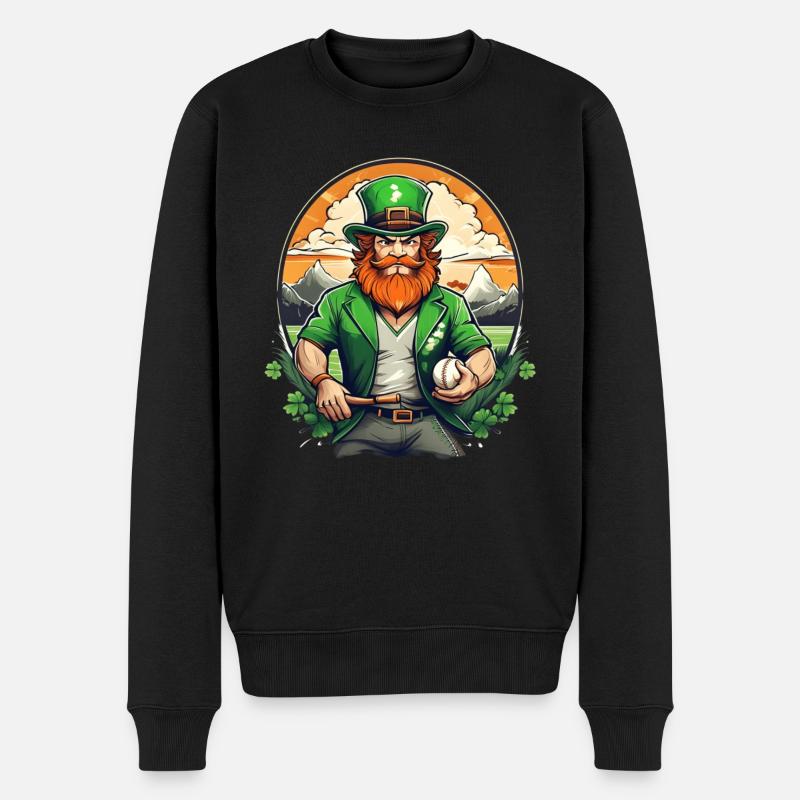 St. Patrick's Day Kleeblatt Baseball - Männer Premium Bio Pullover - Schwarz