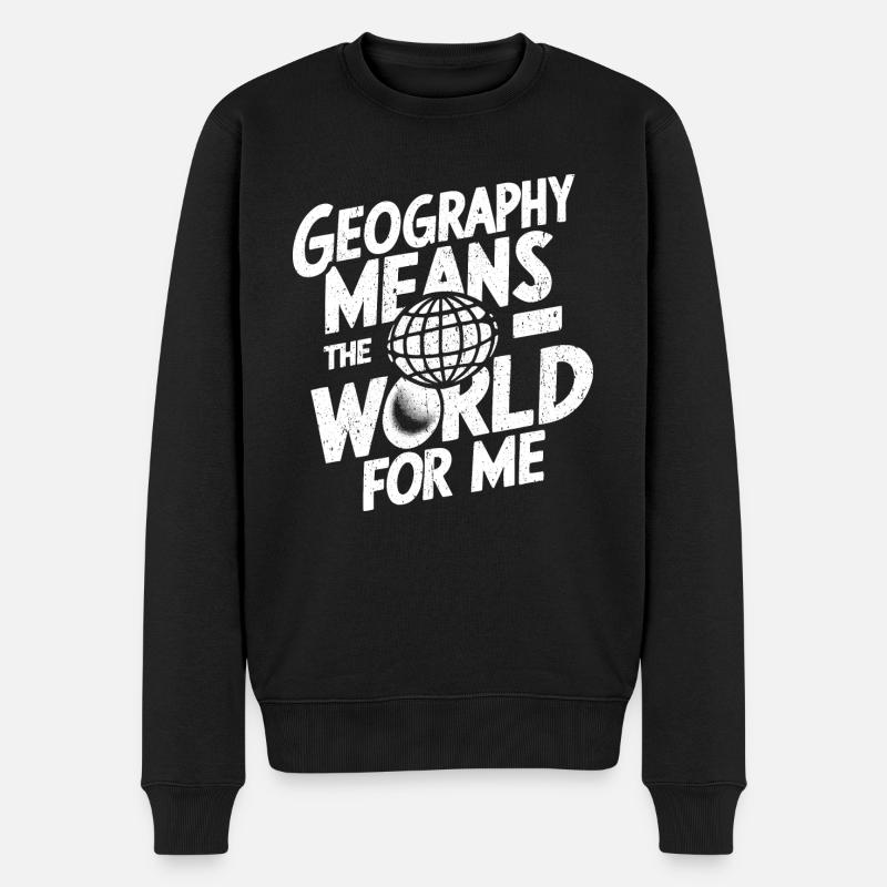 Die Welt durch Geografie verstehen - Männer Premium Bio Pullover - Schwarz