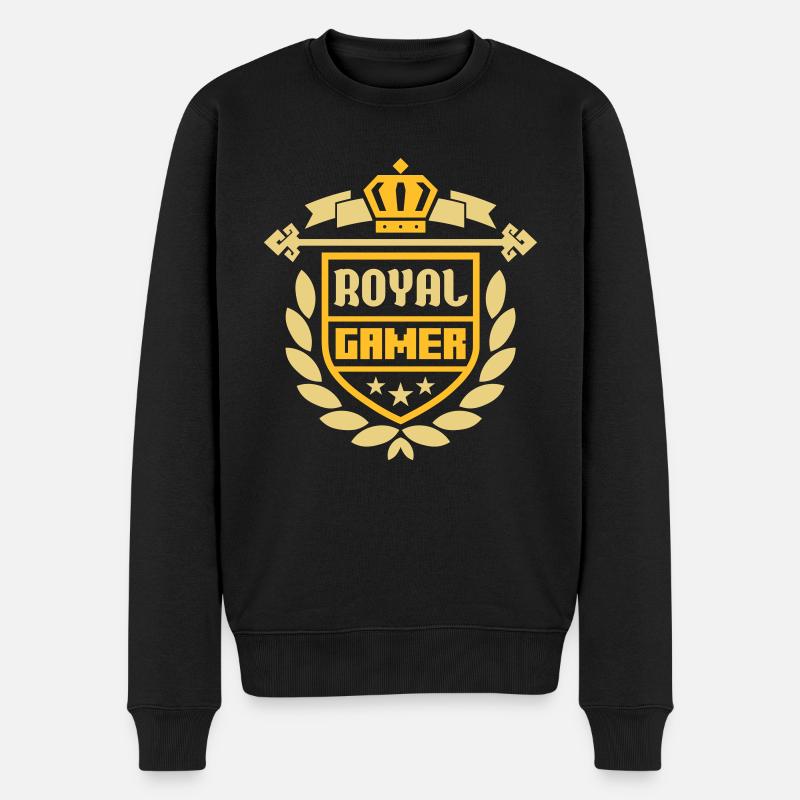 Royal Gamer (Wappen) - Männer Premium Bio Pullover - Schwarz