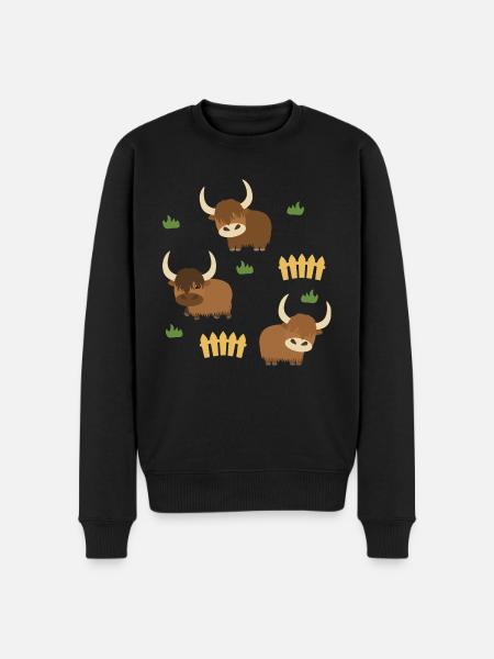 Yak Ranch - Männer Premium Bio Pullover - Schwarz