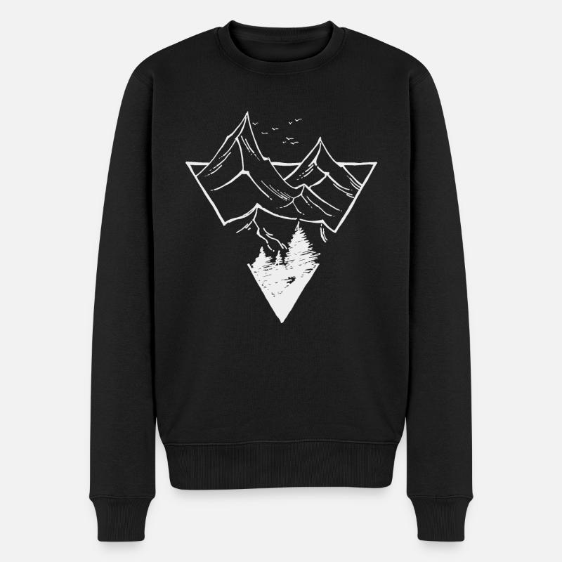 Dreieck, Berge & Wald - Männer Premium Bio Pullover - Schwarz