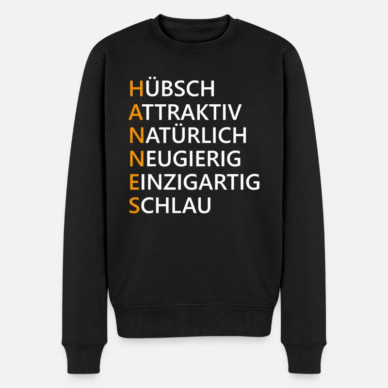 Hannes Name Geschenk - Männer Premium Bio Pullover - Schwarz