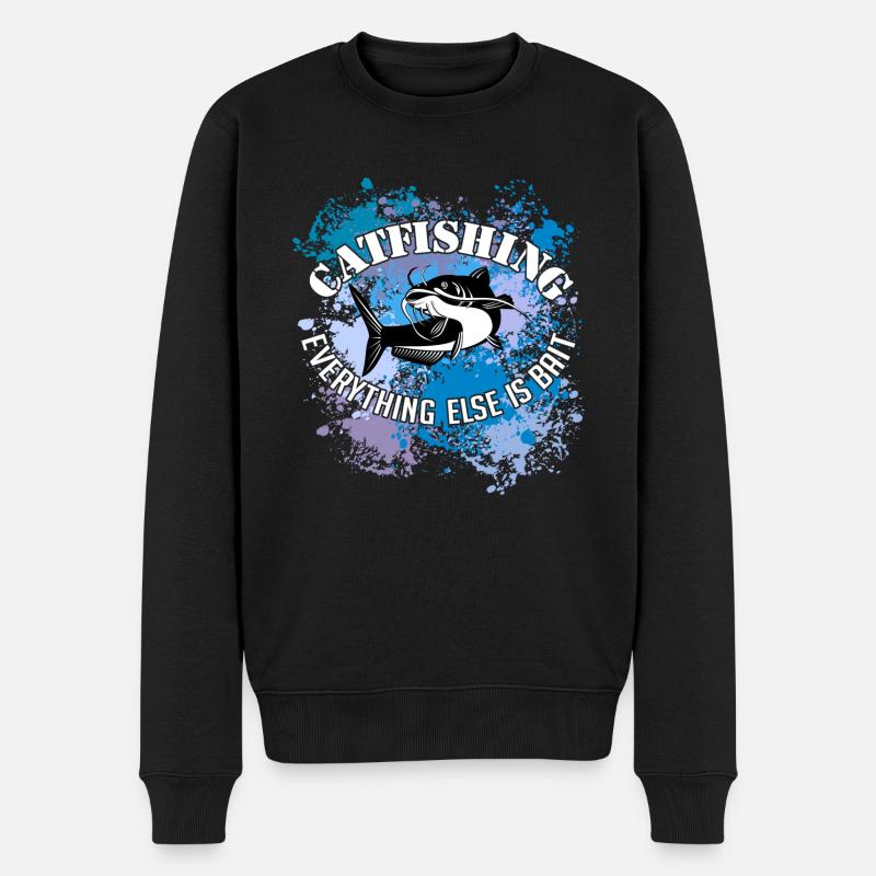 Wels Waller fischen Wels auf Farbklecksen - Männer Premium Bio Pullover - Schwarz