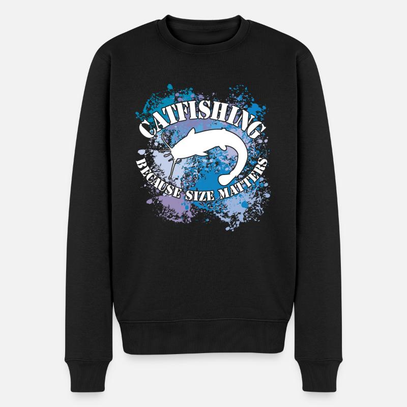Wels Waller fischen Wels auf Farbklecksen - Männer Premium Bio Pullover - Schwarz