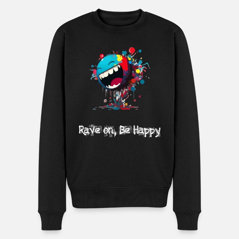 Rave on be happy - Pull Premium bio Homme - noir