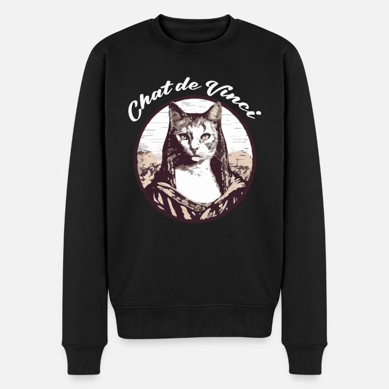 Da Vincis Katze - Männer Premium Bio Pullover - Schwarz