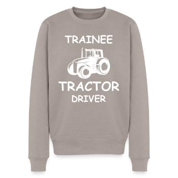 Trainee Tractor Driver - Men's Premium Organic Jumper - taupe - Front - Nico (187cm)