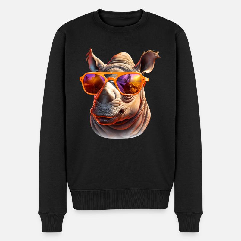 Nashorn Sonnenbrille - Männer Premium Bio Pullover - Schwarz