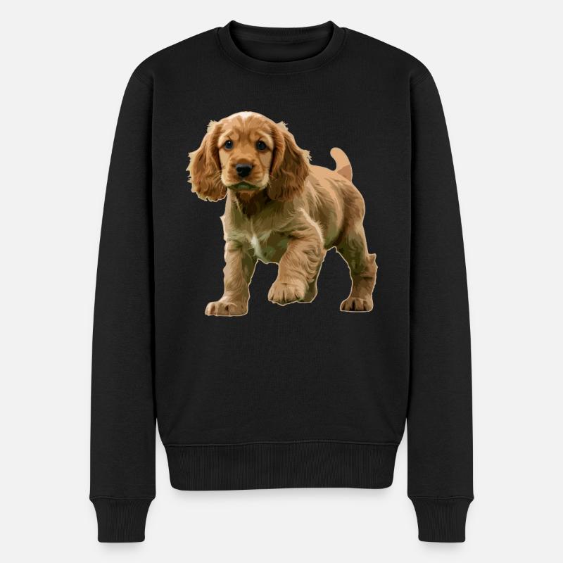 Chiot Cocker Spaniel - Pull Premium bio Homme - noir