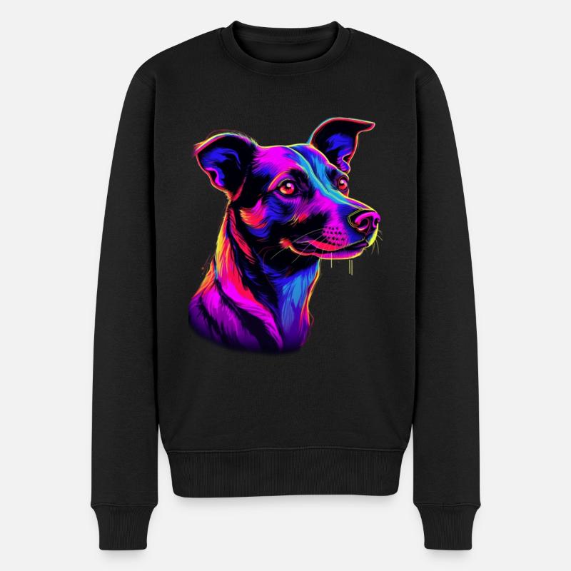 Jack Russell Synthwave Geschenk - Männer Premium Bio Pullover - Schwarz