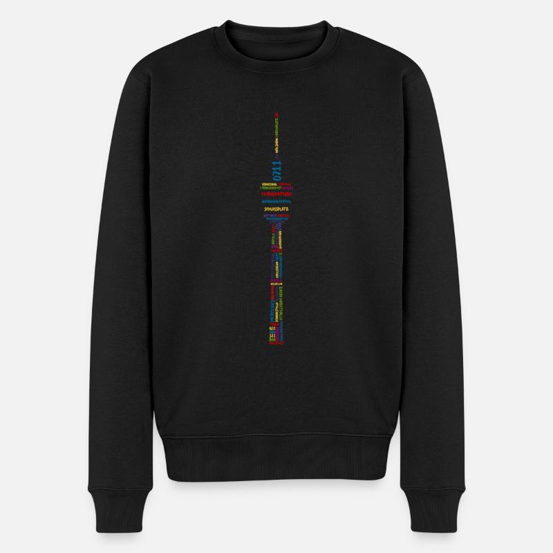Stuttgart Fernsehturm (bunt) - Männer Premium Bio Pullover - Schwarz