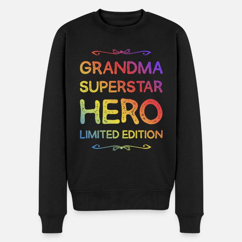 Beste Oma Heldin Spruch - Männer Premium Bio Pullover - Schwarz