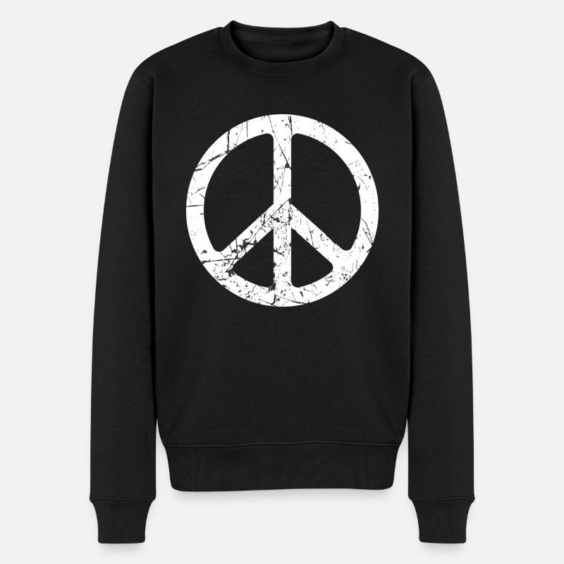 Peace Sign - Männer Premium Bio Pullover - Schwarz