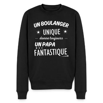 Un boulanger unique donne un papa fantastique - Pull Premium bio Homme - noir - Devant - Nico (187cm)