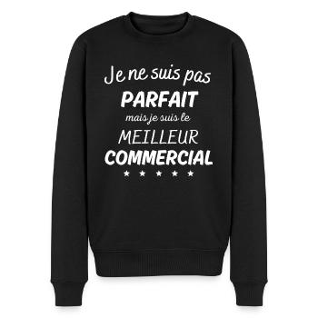 Je suis pas parfait le meilleur commercial - Pull Premium bio Homme - noir - Devant - Nico (187cm)