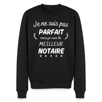 Je suis pas parfait le meilleur notaire - Pull Premium bio Homme - noir - Devant - Nico (187cm)