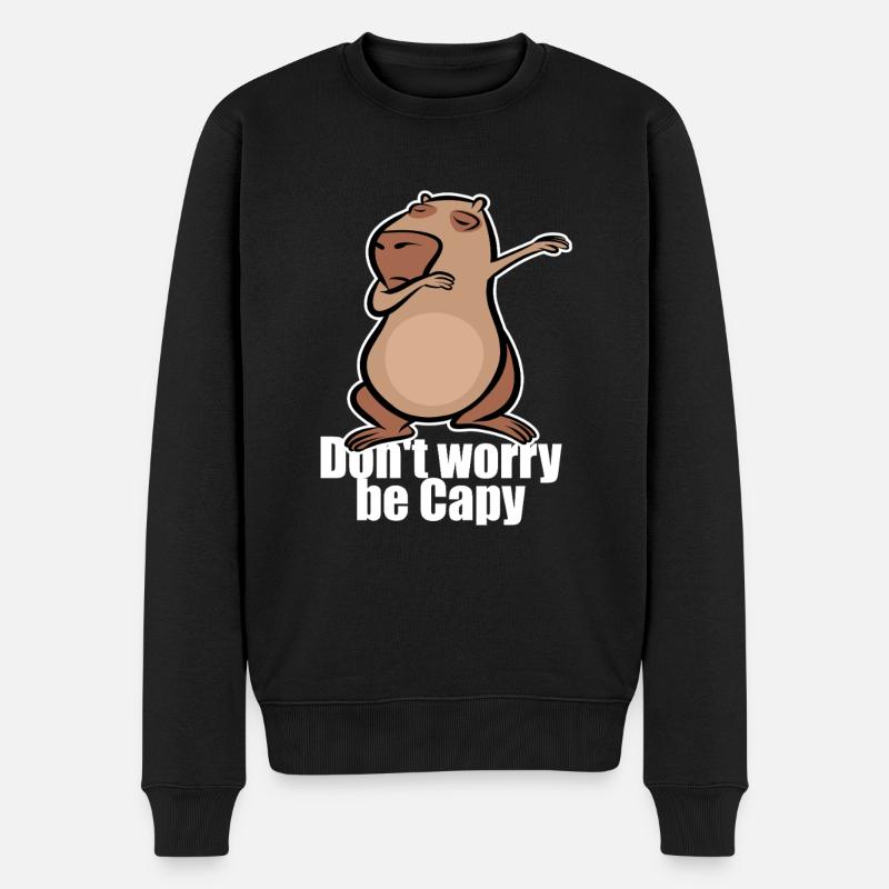 Dabbing Capybara - Don't worry be capy - Männer Premium Bio Pullover - Schwarz