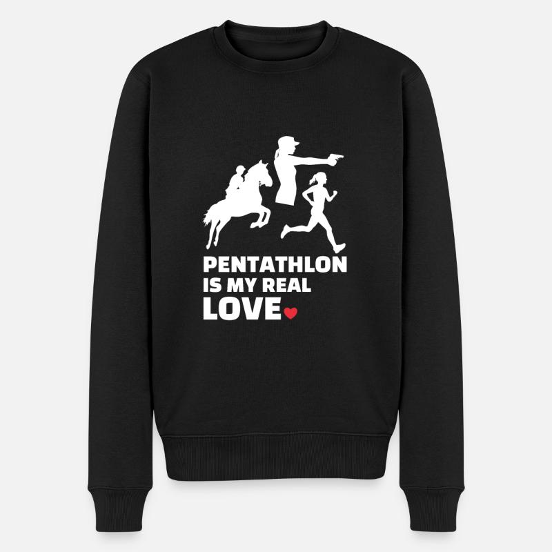 Ich Liebe Pentathlon - Männer Premium Bio Pullover - Schwarz