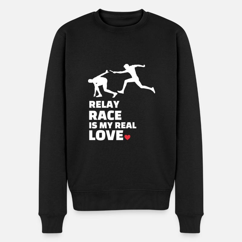 Ich Liebe Staffelläufe - Männer Premium Bio Pullover - Schwarz