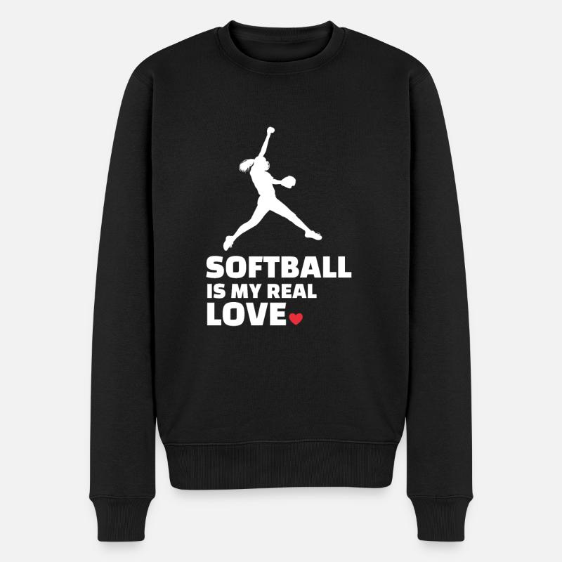 Ich Liebe Softball - Männer Premium Bio Pullover - Schwarz