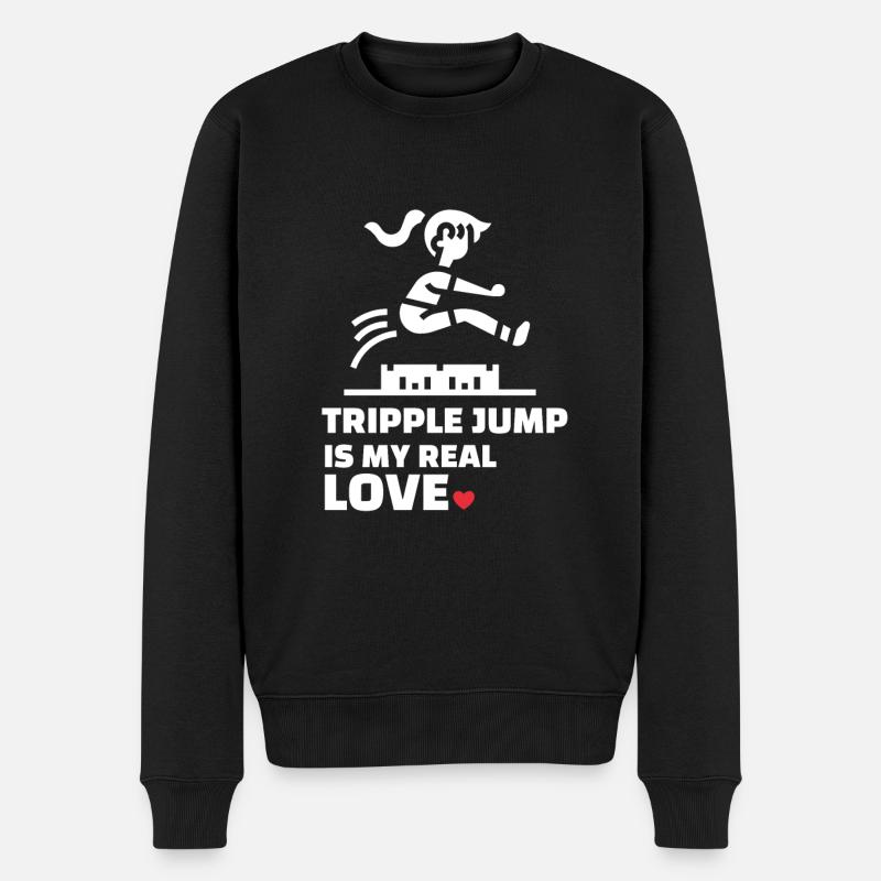 Ich Liebe Dreisprung - Männer Premium Bio Pullover - Schwarz