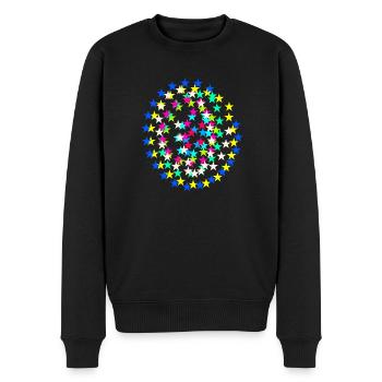 Sterne, bunte Sterne, Kreis - Männer Premium Bio Pullover - Schwarz - Vorne - Nico (187cm)