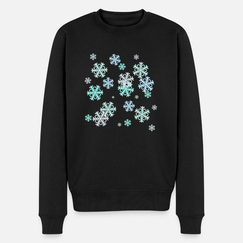 Schnee, Schneeflocke, Eiskristall, Eis - Männer Premium Bio Pullover - Schwarz