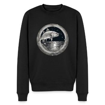 hecht,fisch,illustration,schwarz-weiß,meer,kreis - Männer Premium Bio Pullover - Schwarz - Vorne - Nico (187cm)