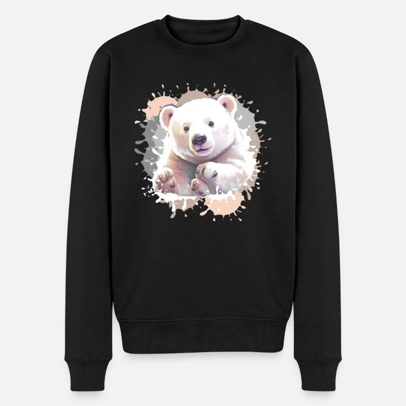 Eisbär, Bär, Babyeisbär,beige - Männer Premium Bio Pullover - Schwarz